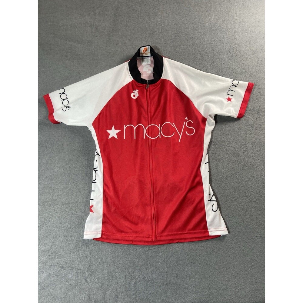 Champ-Sys Cycling Jersey Women’s Large Full Zip Short Sleeve Red Black Macy’s